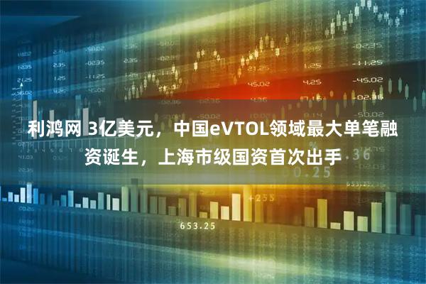 利鸿网 3亿美元，中国eVTOL领域最大单笔融资诞生，上海市级国资首次出手